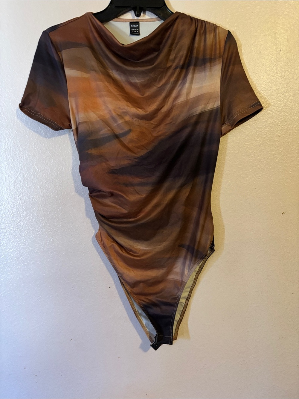 SHEIN Abstract Tie Dye Ruched Bodysuit - Size S / US 4